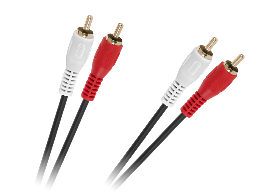 ⁨Kabel 2 x RCA - 2 x RCA 1,5m czarny 4mm⁩ w sklepie Wasserman.eu