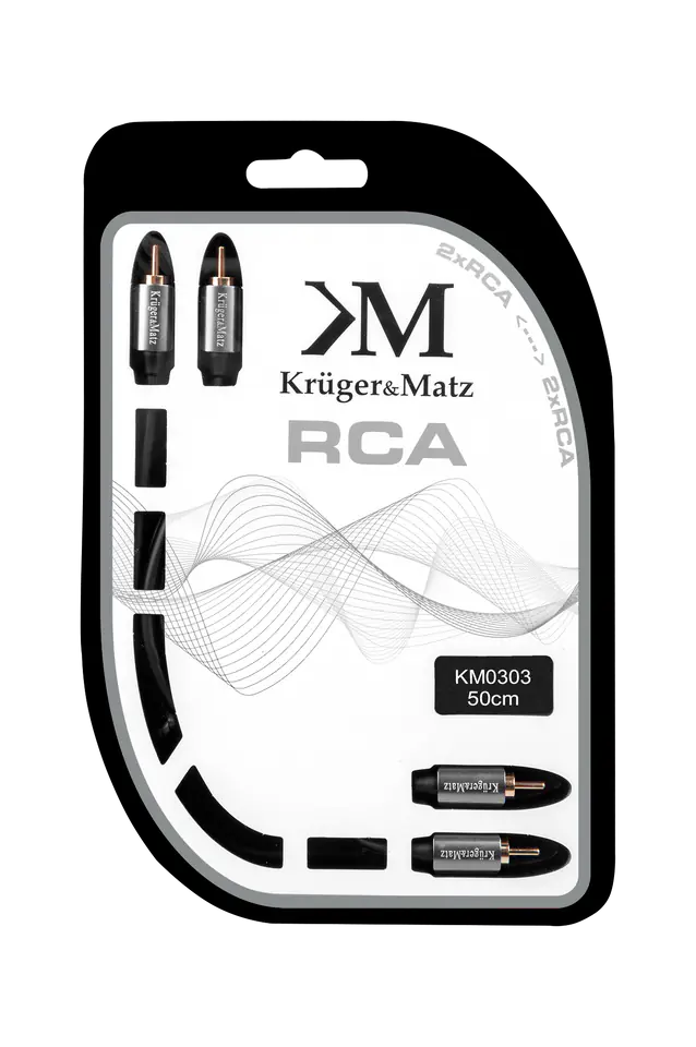 ⁨KM0303 Cable 2RCA-2RCA 0.5m Kruger&Matz⁩ at Wasserman.eu