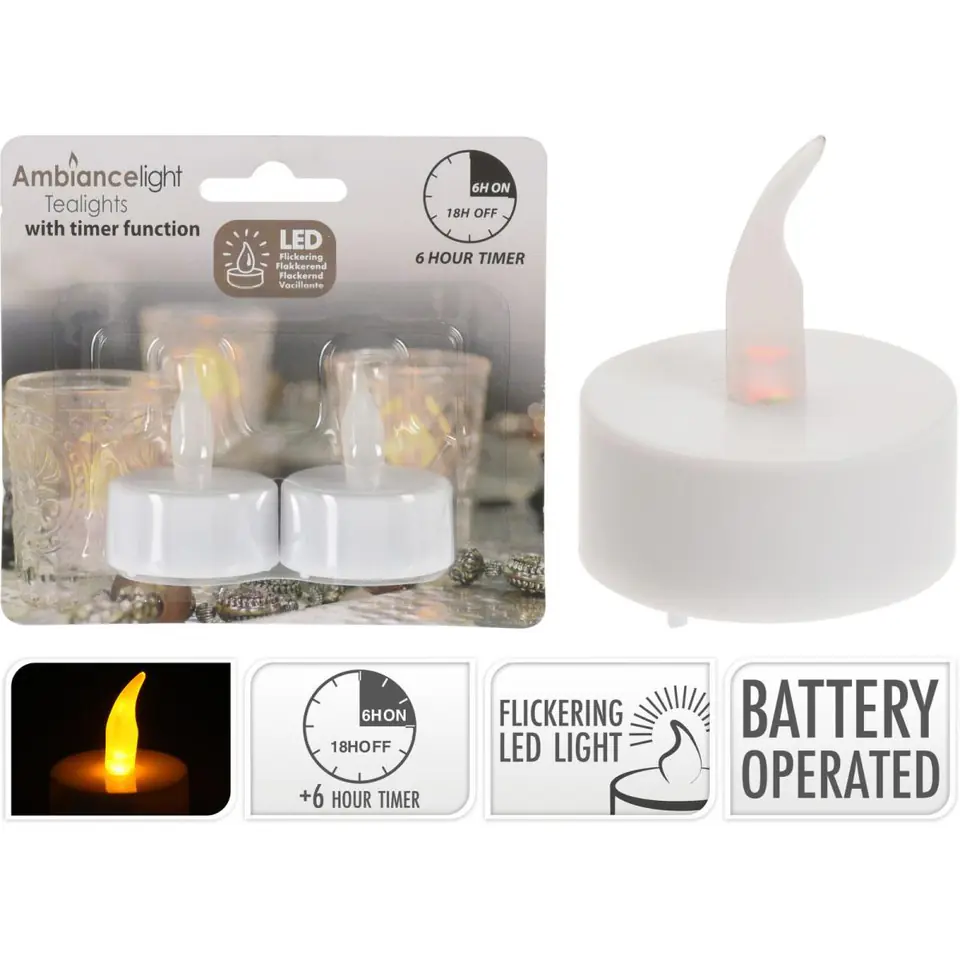 ⁨ZESTAW 2 ŚWIECZEK TEA LIGHT LED TIMER BIAŁY⁩ w sklepie Wasserman.eu