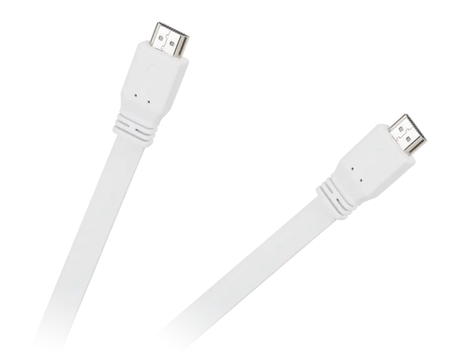 ⁨Kabel HDMI-HDMI płaski biały 2.0V 1.8M⁩ w sklepie Wasserman.eu
