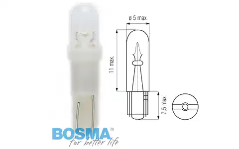 ⁨Żarówka BOSMA 12V 1*LED 1*STANDARD T05 WHITE 6000K BLISTER⁩ w sklepie Wasserman.eu