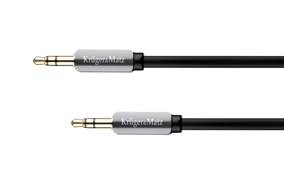 ⁨Kabel stereo jack 3.5  wtyk - wtyk  1.5m Kruger&Matz  kabel sprężynka⁩ w sklepie Wasserman.eu