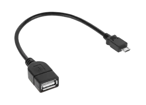 ⁨Kabel USB gniazdo A - wtyk micro USB 20cm⁩ w sklepie Wasserman.eu