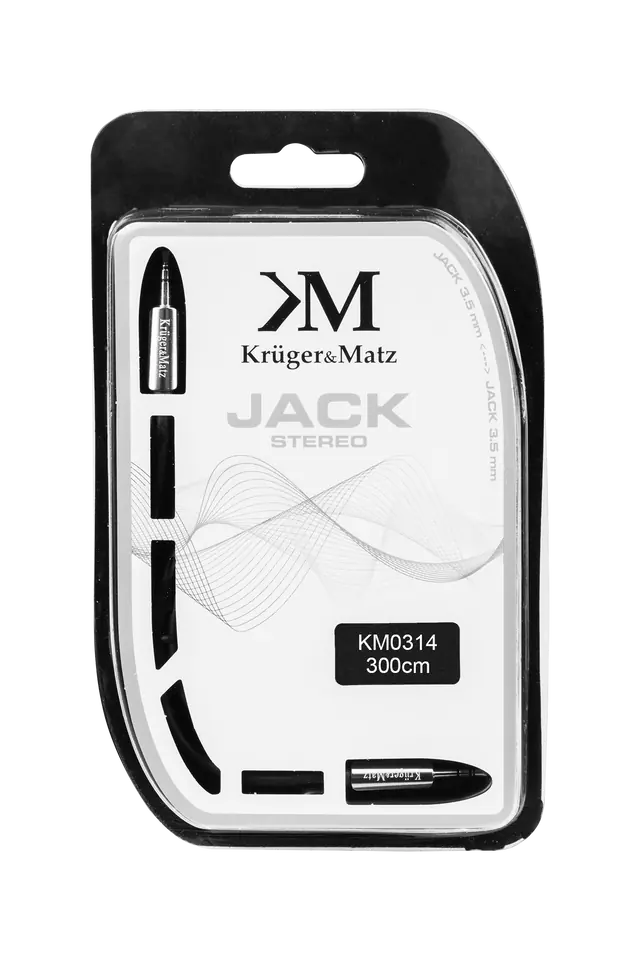 ⁨KM0314 Cable angled plug - straight jack plug 3.5 stereo 3.0m Kruger & Matz⁩ at Wasserman.eu
