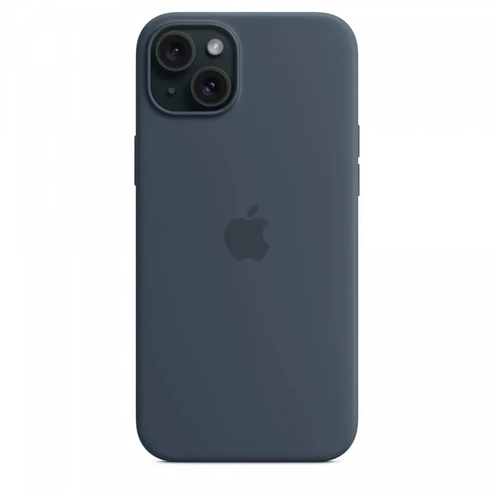 ⁨Silicone case with MagSafe for iPhone 15 Plus - storm blue⁩ at Wasserman.eu