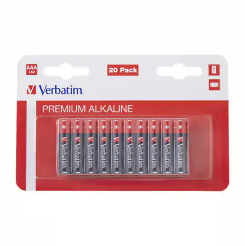 ⁨Bateria alkaliczna, AAA, 1.5V, Verbatim, blistr, 20-pack, 49876⁩ w sklepie Wasserman.eu