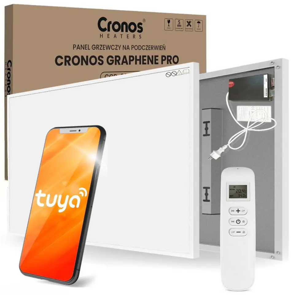 ⁨CRONOS GRAFEN PRO CGP-1100TWP 1100W INFRARED HEATER WITH REMOTE CONTROL⁩ at Wasserman.eu