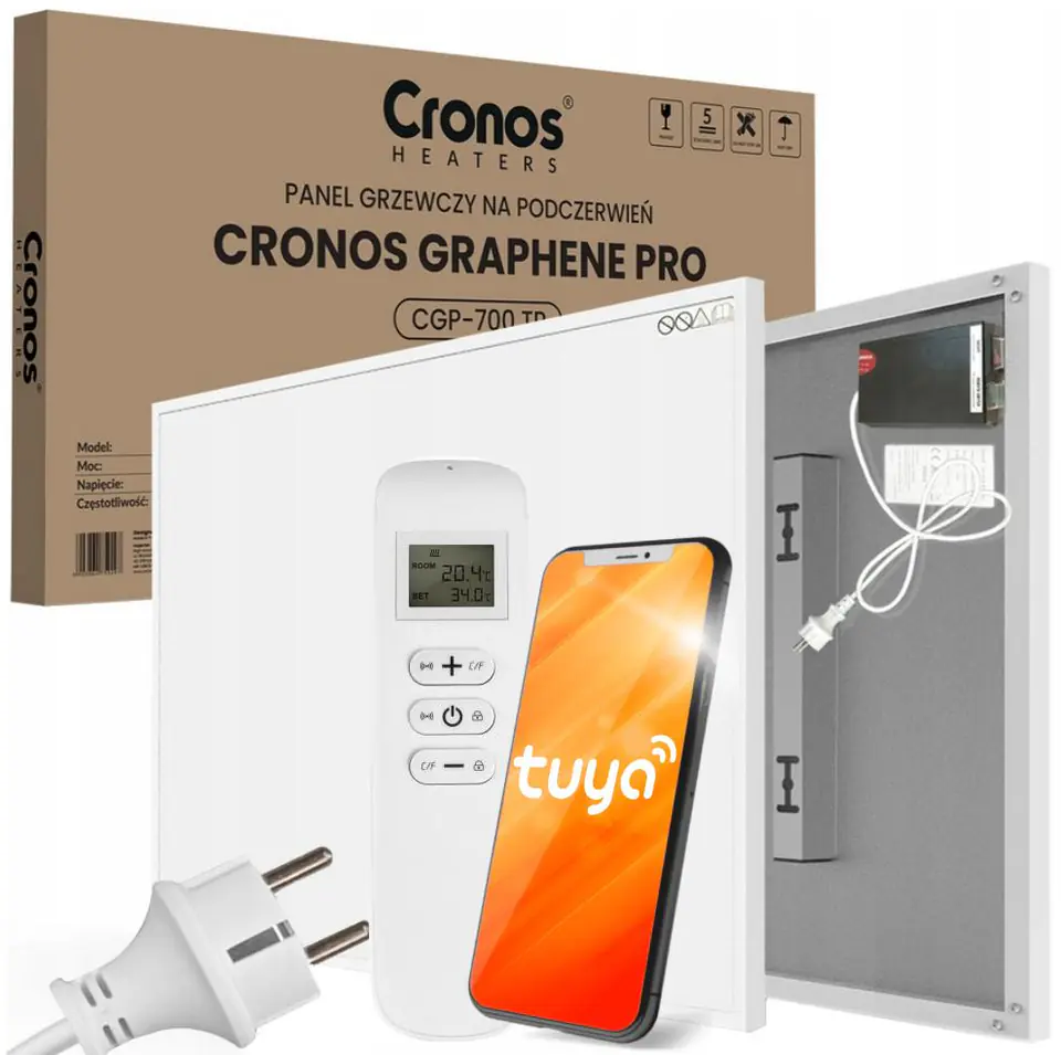 ⁨Cronos Grafen Pro CGP-700TWP 700W infrared heater with WiFi and remote control⁩ at Wasserman.eu