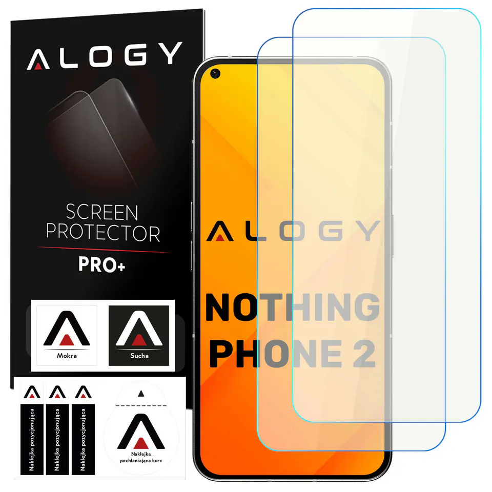 ⁨2x Szkło hartowane 9H do Nothing Phone 2 ochronne na ekran Alogy PRO+ Screen Protector⁩ w sklepie Wasserman.eu