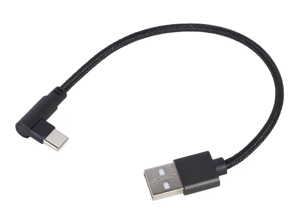 ⁨Gembird Angled USB Type-C charging and data cable CC-USB2-AMCML-0.2M 0.2 m, Black⁩ w sklepie Wasserman.eu