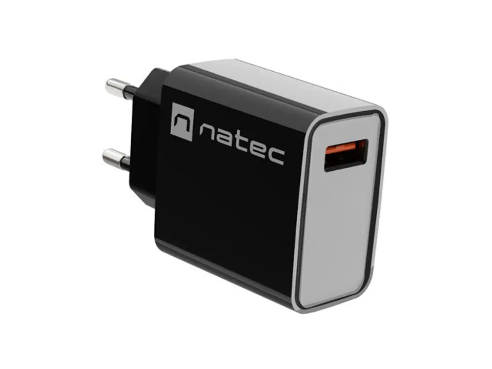 ⁨NATEC ŁADOWARKA SIECIOWA RIBERA USB-A 18W CZARNA NUC-2058⁩ w sklepie Wasserman.eu