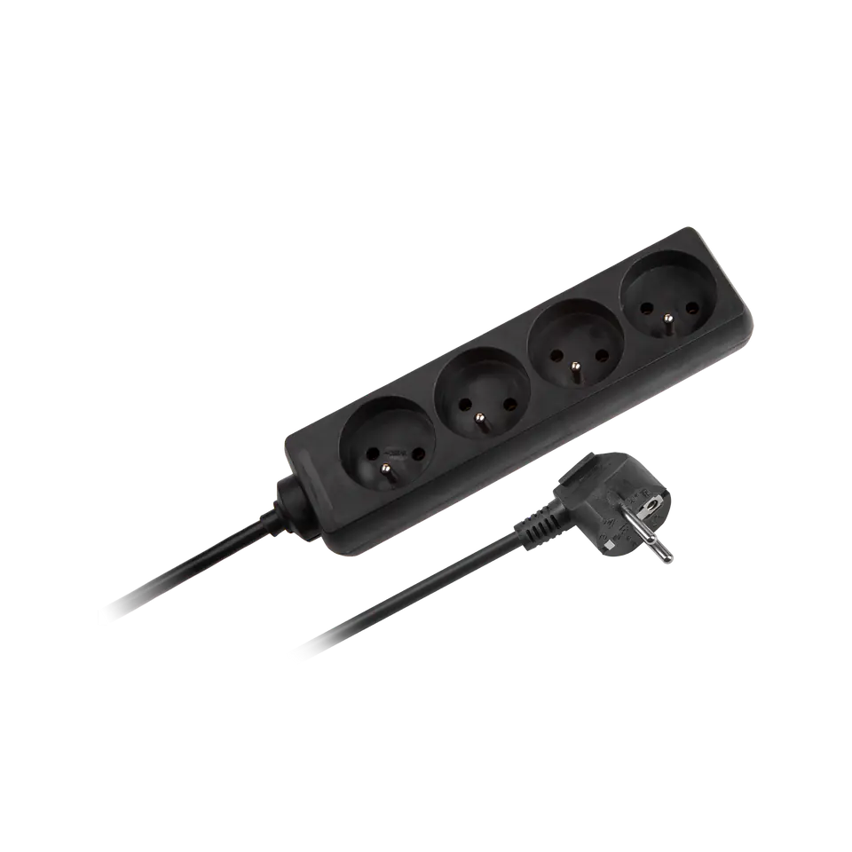 ⁨Extension cable Rebel black 4 sockets without switch, cable 5m (3x1,5mm)⁩ at Wasserman.eu