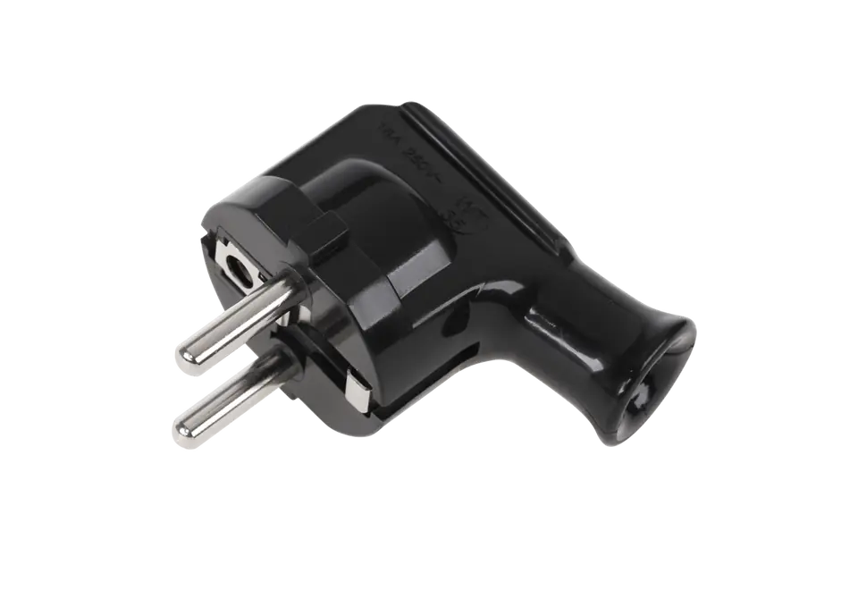 ⁨URZ3005 Angle plug with grounding unischuko black WT-35-2⁩ at Wasserman.eu