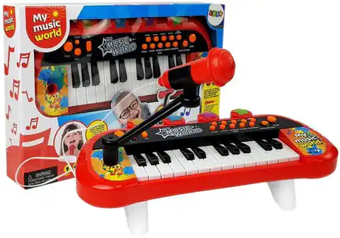 ⁨Keyboard Pianinko 24 Klawisze USB Mikrofon Czerwony⁩ w sklepie Wasserman.eu
