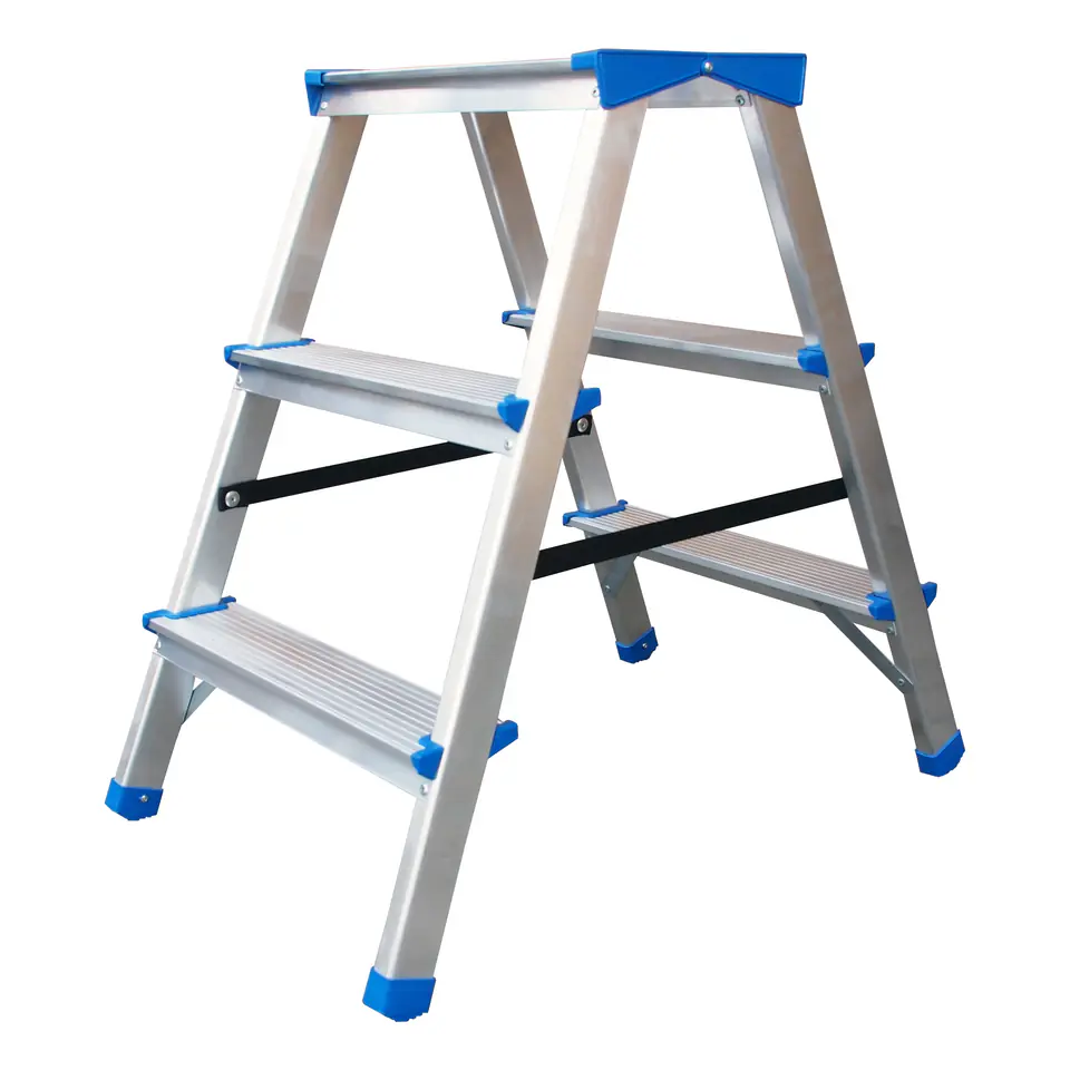 ⁨LADDER, ALUMINIUM STOOL EXTENDABLE 67CM 2 STEPS+PLATFORM⁩ at Wasserman.eu