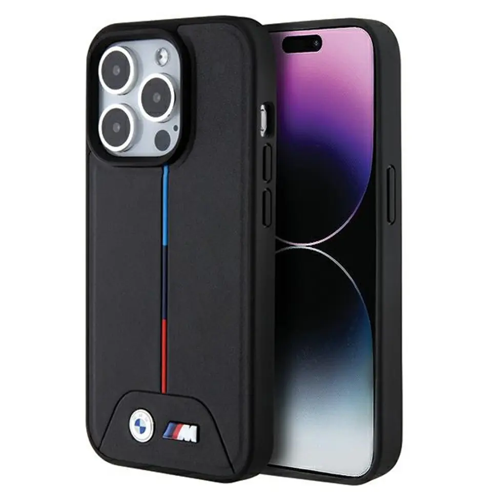 ⁨BMW BMHMP15X22PVTK iPhone 15 Pro Max 6.7" czarny/black hardcase Quilted Tricolor MagSafe⁩ w sklepie Wasserman.eu