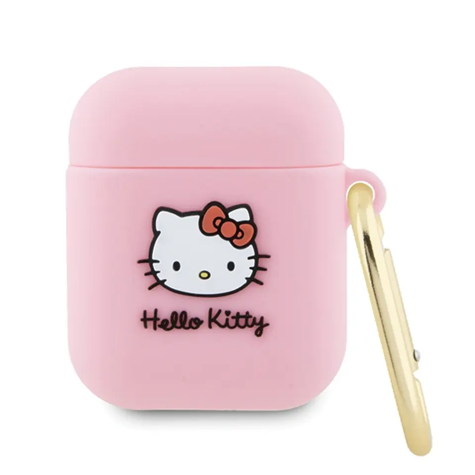 ⁨Hello Kitty HKA23DKHSP Airpods 1/2 cover różowy/pink Silicone 3D Kitty Head⁩ w sklepie Wasserman.eu