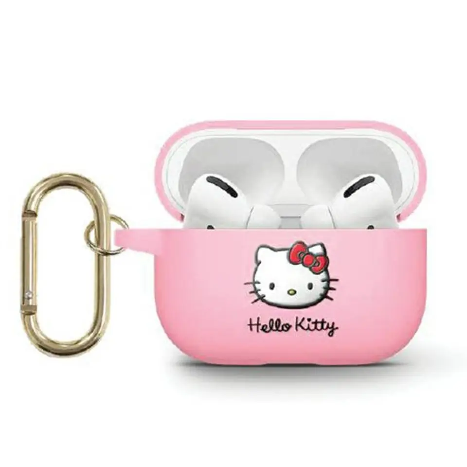 ⁨Hello Kitty HKA33DKHSP Airpods 3 cover różowy/pink Silicone 3D Kitty Head⁩ w sklepie Wasserman.eu