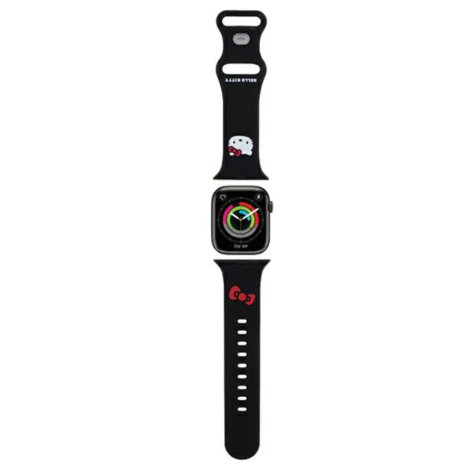 ⁨Hello Kitty Pasek HKAWMSCHBLK Apple Watch 38/40/41mm czarny/black strap Silicone Kitty Head⁩ w sklepie Wasserman.eu