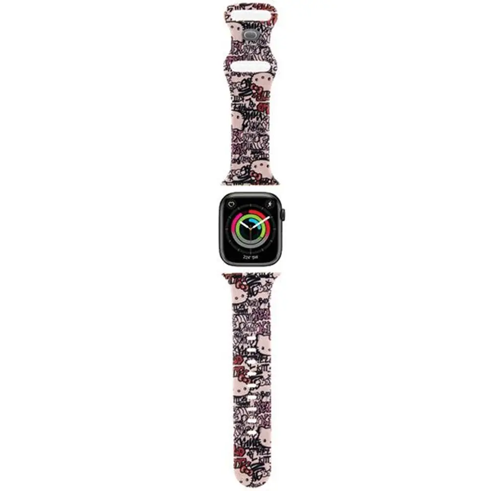 ⁨Hello Kitty Pasek HKAWMSDGPTP Apple Watch 38/40/41mm różowy/pink strap Silicone Tags Graffiti⁩ w sklepie Wasserman.eu
