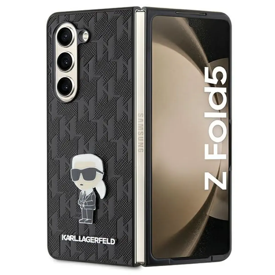 Karl Lagerfeld KLHCZFD5SAPKINPK Z Fold5 F946 hardcase czarny/black Saffiano Monogram Ikonik Pin w sklepie Wasserman.eu