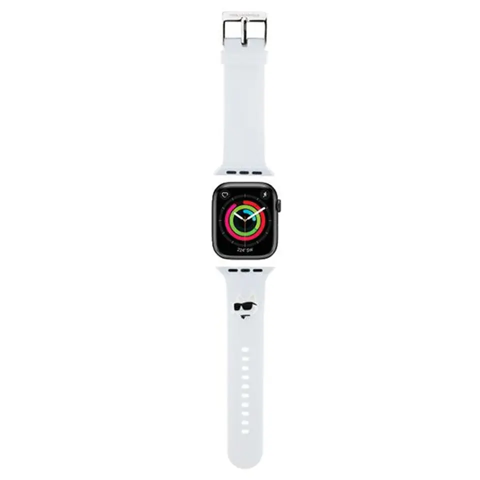 ⁨Karl Lagerfeld Pasek KLAWLSLCNH Apple Watch 42/44/45/49mm biały/white strap 3D Rubber Choupette Head⁩ w sklepie Wasserman.eu