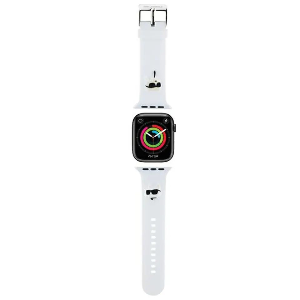 ⁨Karl Lagerfeld Pasek KLAWLSLKCNH Apple Watch 42/44/45/49mm biały/white strap 3D Rubber Karl&Choupette Heads⁩ w sklepie Wasserman.eu