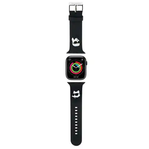 ⁨Karl Lagerfeld Pasek KLAWLSLKCNK Apple Watch 42/44/45/49mm czarny/black strap 3D Rubber Karl&Choupette Heads⁩ w sklepie Wasserman.eu
