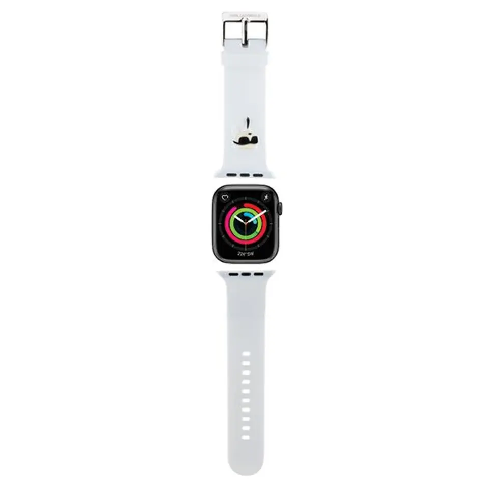 ⁨Karl Lagerfeld Pasek KLAWLSLKNH Apple Watch 42/44/45/49mm biały/white strap 3D Rubber Karl Head⁩ w sklepie Wasserman.eu