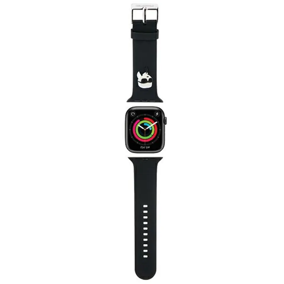 ⁨Karl Lagerfeld Pasek KLAWLSLKNK Apple Watch 42/44/45/49mm czarny/black strap 3D Rubber Karl Head⁩ w sklepie Wasserman.eu