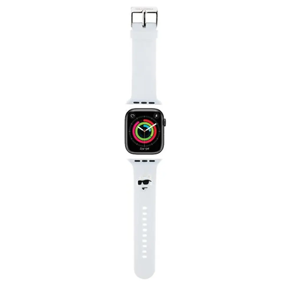 ⁨Karl Lagerfeld Pasek KLAWMSLCNH Apple Watch 38/40/41mm biały/white strap 3D Rubber Choupette Heads⁩ w sklepie Wasserman.eu