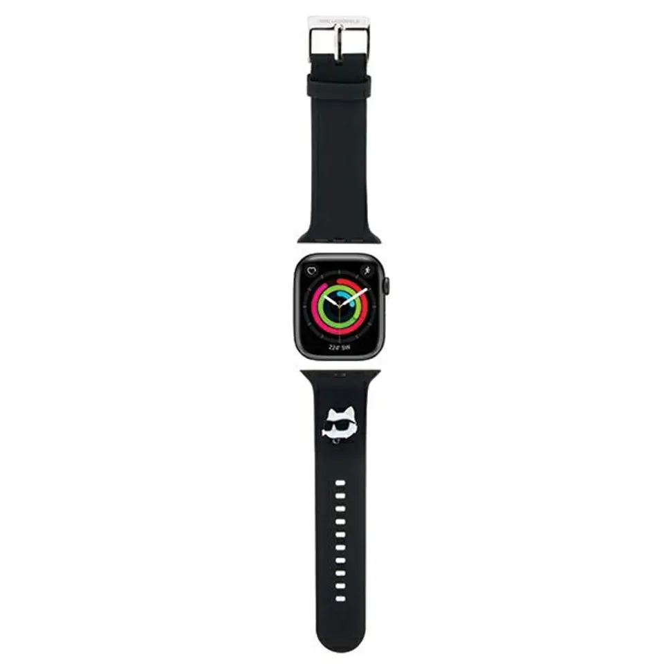 ⁨Karl Lagerfeld Pasek KLAWMSLCNK Apple Watch 38/40/41mm czarny/black strap 3D Rubber Choupette Heads⁩ w sklepie Wasserman.eu