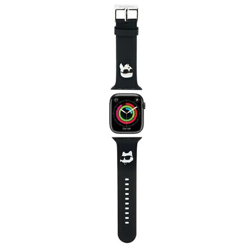 ⁨Karl Lagerfeld Pasek KLAWMSLKCNK Apple Watch 38/40/41mm czarny/black strap 3D Rubber Karl&Choupette Heads⁩ w sklepie Wasserman.eu