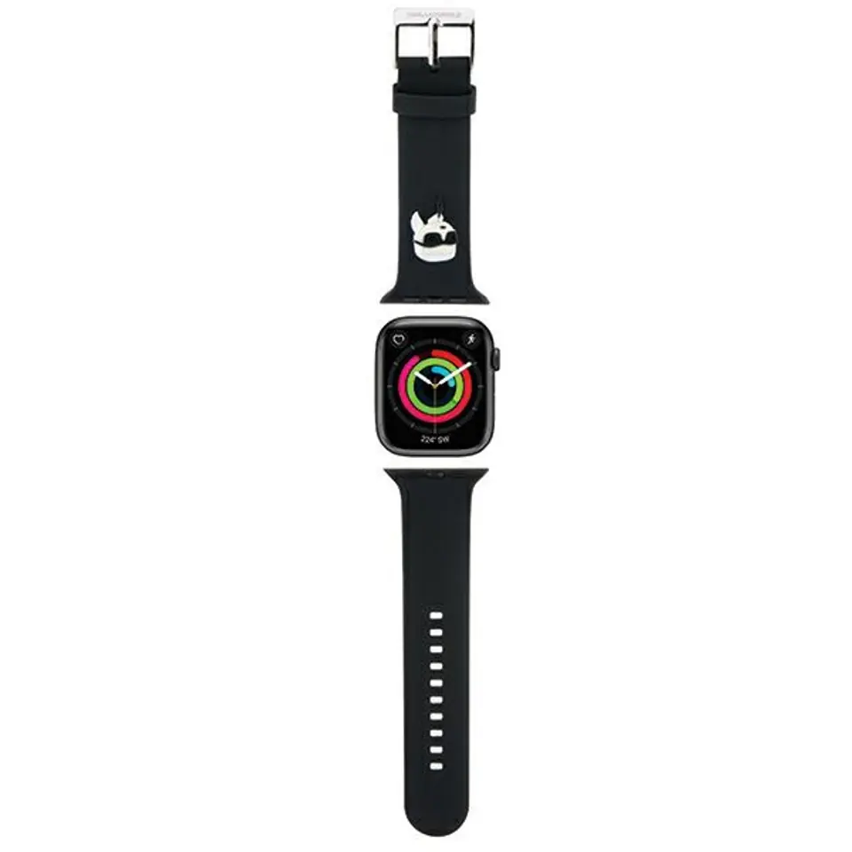 ⁨Karl Lagerfeld Pasek KLAWMSLKNK Apple Watch 38/40/41mm czarny/black strap 3D Rubber Karl Head⁩ w sklepie Wasserman.eu