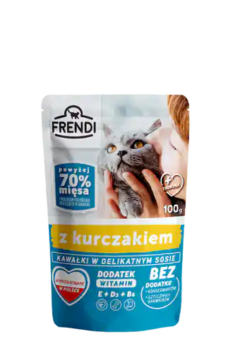 ⁨FRENDI Pieces in sauce with chicken - wet cat food - 100 g⁩ at Wasserman.eu