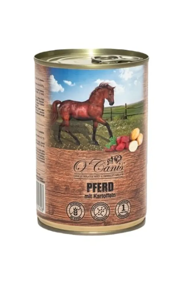 ⁨O'CANIS  canned dog food- wet food- horse meat with potato - 400 g⁩ at Wasserman.eu