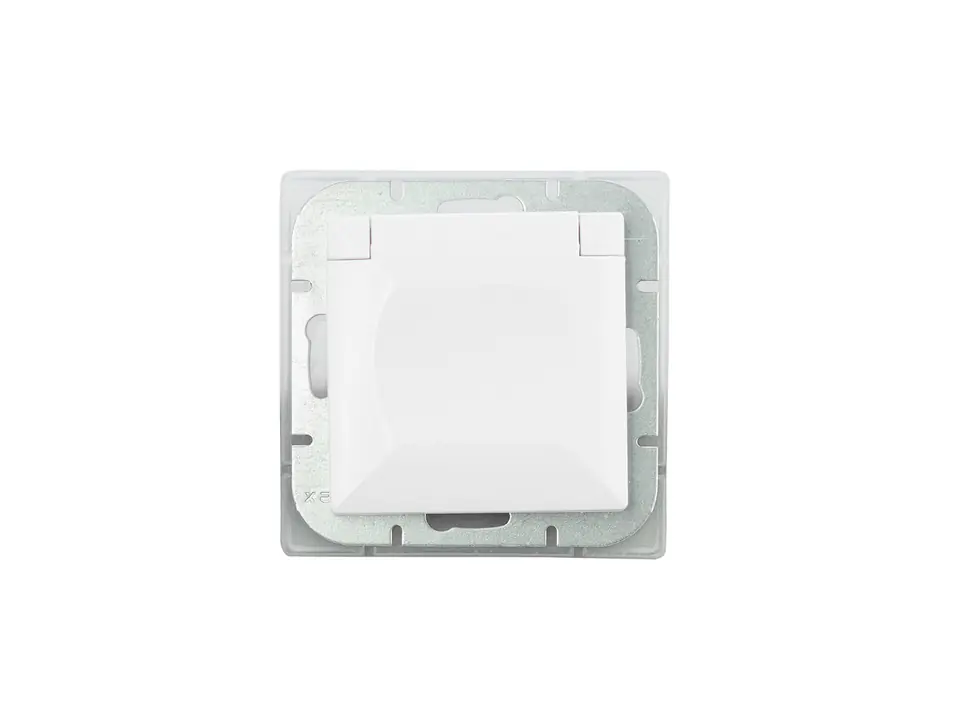 ⁨PEARL SINGLE SOCKET P/T Z/U IP44 WHITE FLAP WHITE⁩ at Wasserman.eu