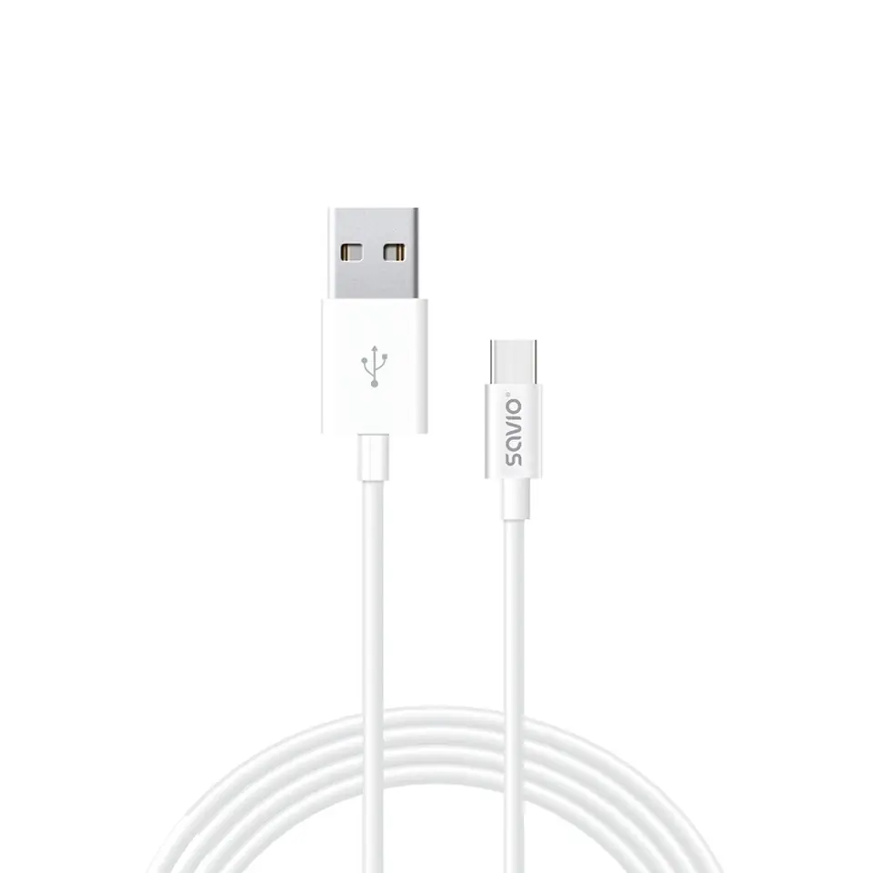 ⁨Kabel SAVIO CL-125 (USB typu C - USB 2.0 typu A ; 1m; kolor biały)⁩ w sklepie Wasserman.eu