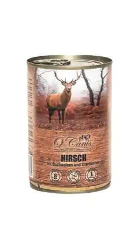 ⁨O'CANIS canned dog food- wet food- deer with buckwheat - 400 g⁩ at Wasserman.eu