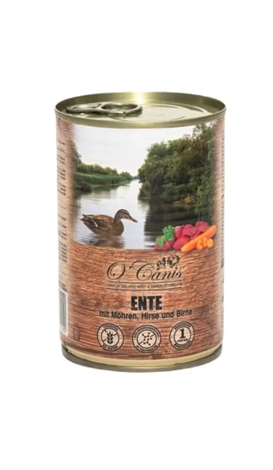 ⁨O'CANIS canned dog food- wet food- duck, millet and carrots - 400 g⁩ at Wasserman.eu