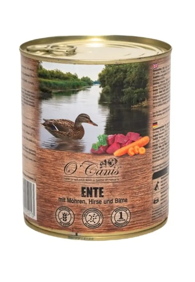 ⁨O'CANIS canned dog food- wet food- duck, millet and carrots -  800 g⁩ at Wasserman.eu