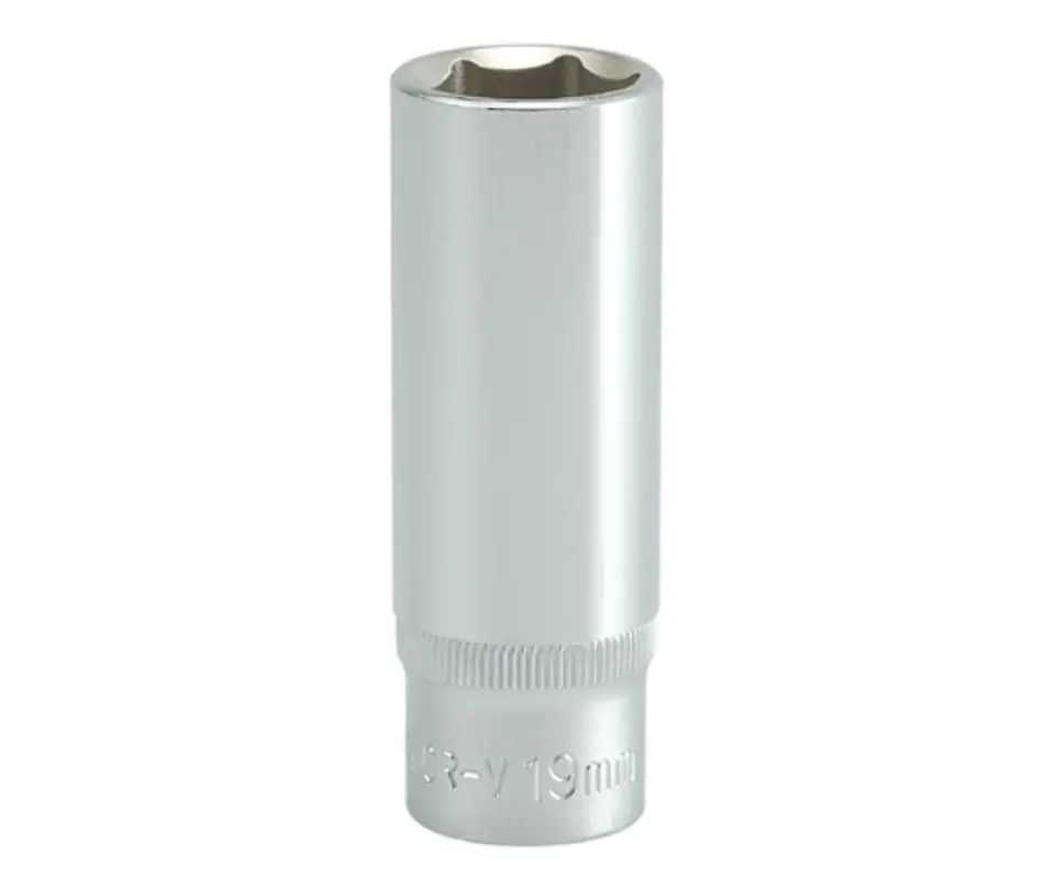 ⁨LONG 6-POINT CHROME 1/2'' 19MM SOCKET⁩ at Wasserman.eu