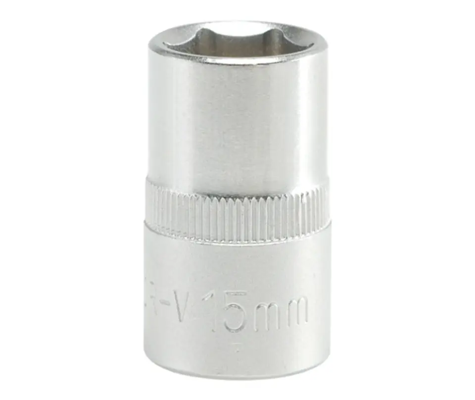 ⁨SHORT 6-POINT CHROME 1/2'' 15MM SHORT CAP⁩ at Wasserman.eu