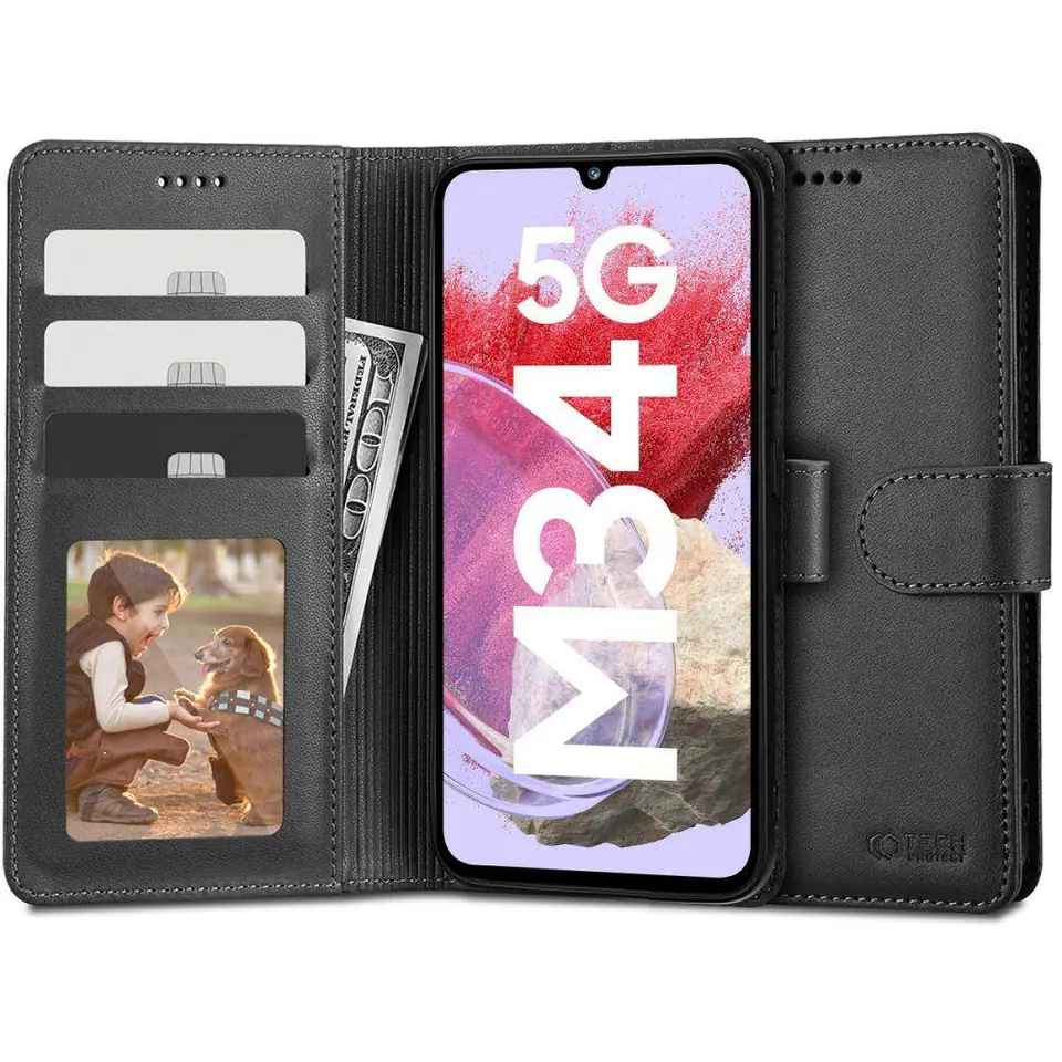 ⁨Etui SAMSUNG GALAXY M34 5G Tech-Protect Wallet czarne⁩ w sklepie Wasserman.eu