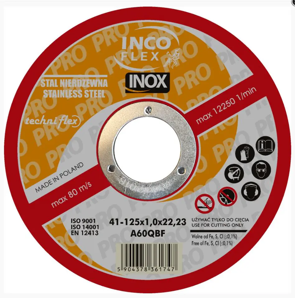 TARCZA PŁASKA INOX T1A 125*1.0*22 w sklepie Wasserman.eu
