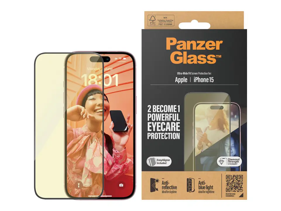 ⁨PanzerGlass | Screen protector - glass | Apple iPhone 15 | Glass | Black | Transparent⁩ w sklepie Wasserman.eu