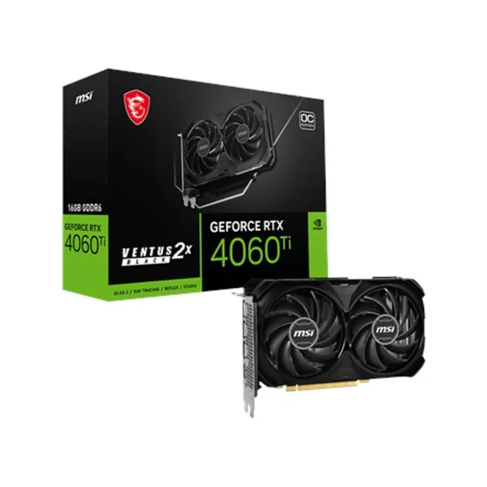 ⁨MSI | GeForce RTX 4060 Ti VENTUS 2X BLACK 16G OC | NVIDIA GeForce RTX 4060 Ti | 16 GB⁩ w sklepie Wasserman.eu