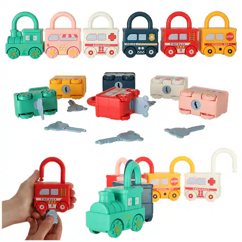 ⁨Gra edukacyjna łamigłówka samochodziki klocki kłódki zabawka sensoryczna Montessori⁩ w sklepie Wasserman.eu