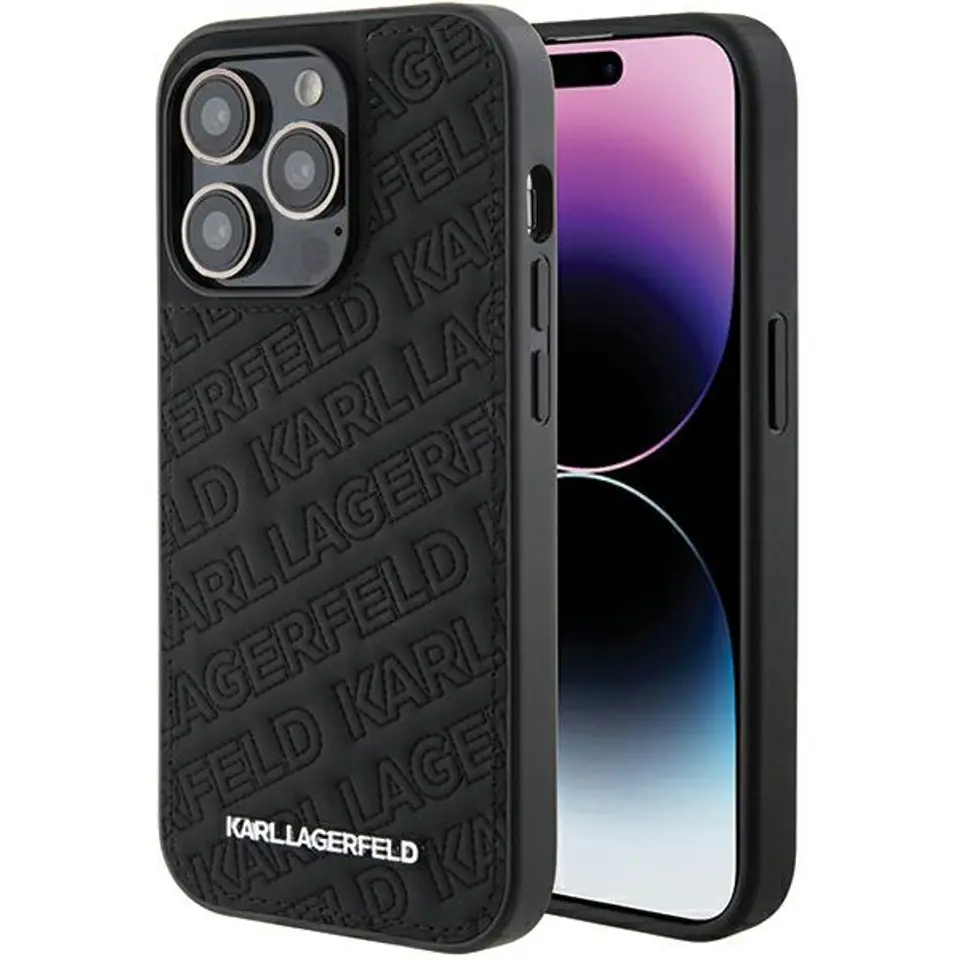 ⁨Karl Lagerfeld KLHCP15XPQKPMK iPhone 15 Pro Max 6.7" czarny/black hardcase Quilted K Pattern⁩ w sklepie Wasserman.eu