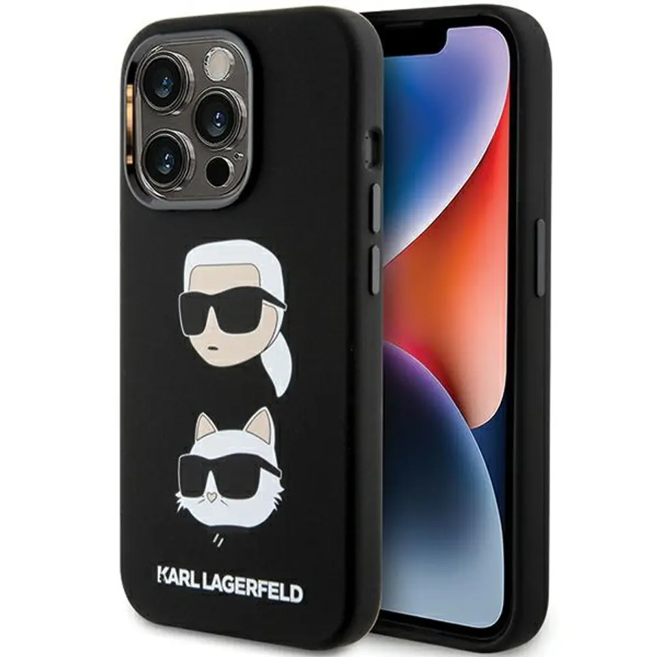 ⁨Karl Lagerfeld KLHCP15XSDHKCNK iPhone 15 Pro Max 6.7" czarny/black Silicone Karl&Choupette Head⁩ w sklepie Wasserman.eu